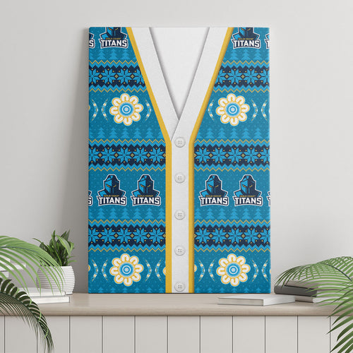 Titans Rugby Christmas Canvas Wall Art Aboriginal Seamless Cardigan Inspired