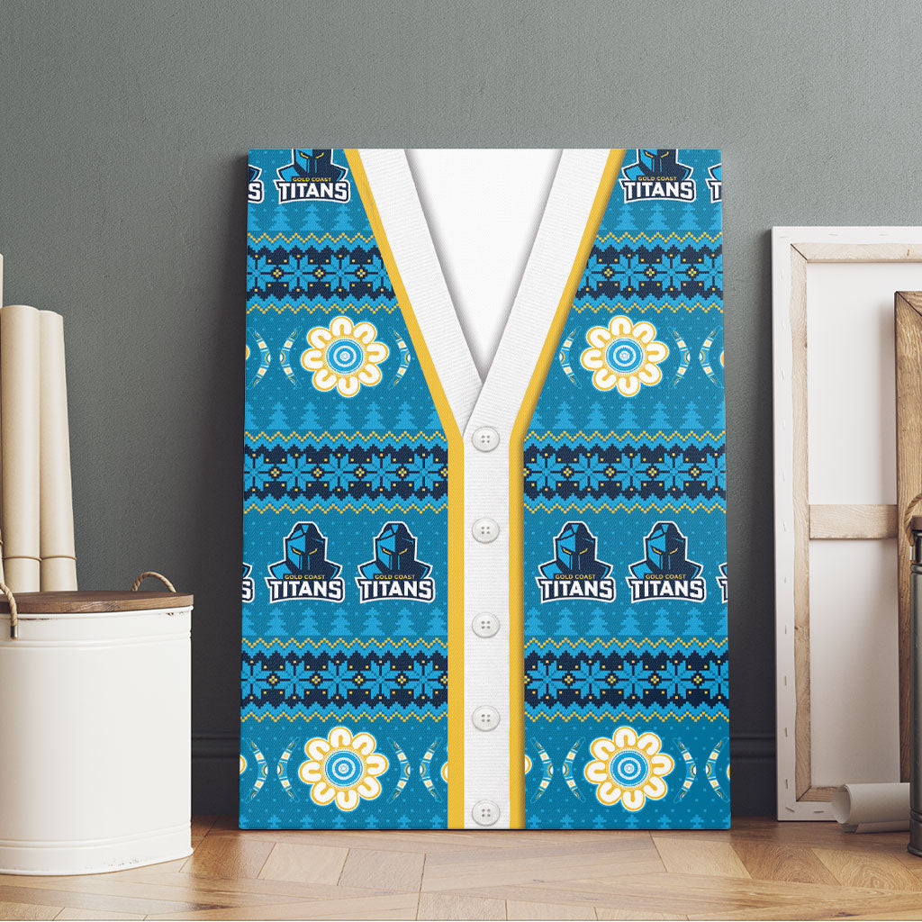 Titans Rugby Christmas Canvas Wall Art Aboriginal Seamless Cardigan Inspired