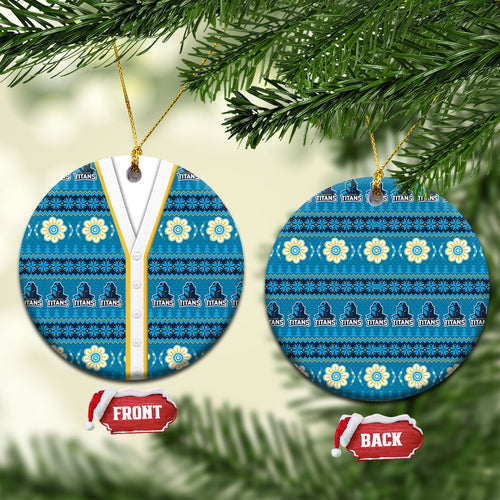 Titans Rugby Christmas Ceramic Ornament Aboriginal Seamless Cardigan Inspired