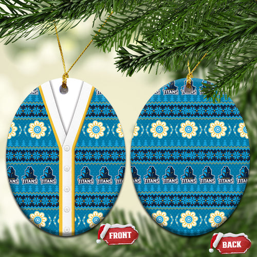 Titans Rugby Christmas Ceramic Ornament Aboriginal Seamless Cardigan Inspired
