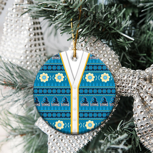 Titans Rugby Christmas Ceramic Ornament Aboriginal Seamless Cardigan Inspired