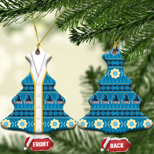 Titans Rugby Christmas Ceramic Ornament Aboriginal Seamless Cardigan Inspired