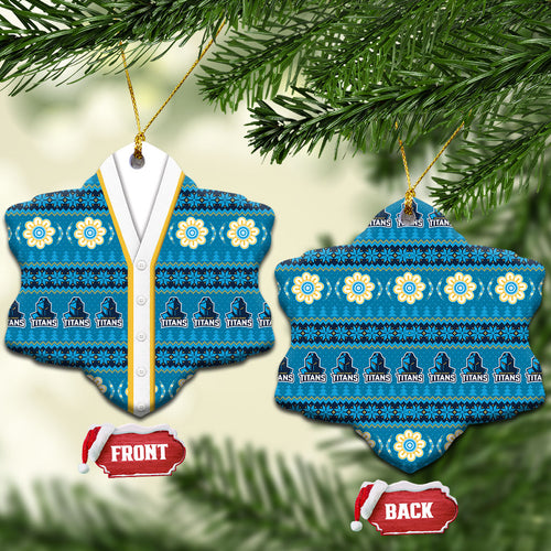 Titans Rugby Christmas Ceramic Ornament Aboriginal Seamless Cardigan Inspired