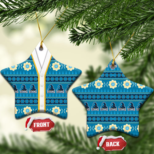 Titans Rugby Christmas Ceramic Ornament Aboriginal Seamless Cardigan Inspired