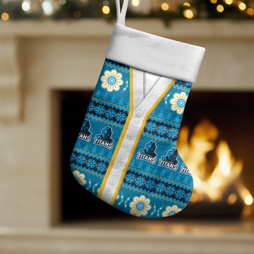 Titans Rugby Christmas Stocking Aboriginal Seamless Cardigan Inspired