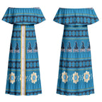 Titans Rugby Christmas Couples Matching Off Shoulder Maxi Dress and Long Sleeve Button Shirt Aboriginal Seamless Cardigan Inspired