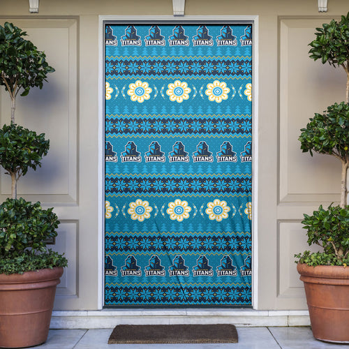 Titans Rugby Christmas Door Cover Aboriginal Seamless Cardigan Inspired