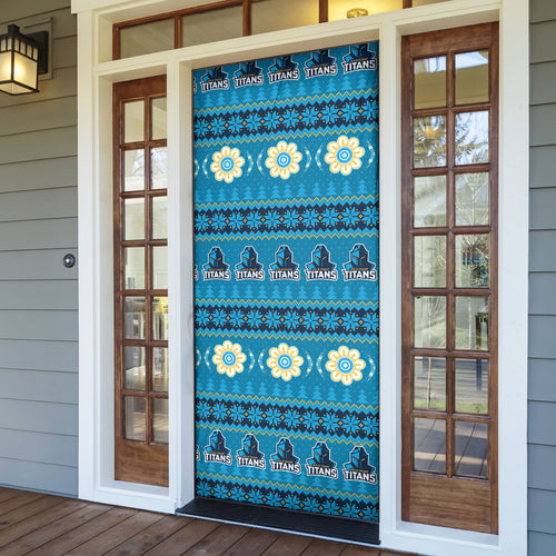 Titans Rugby Christmas Door Cover Aboriginal Seamless Cardigan Inspired