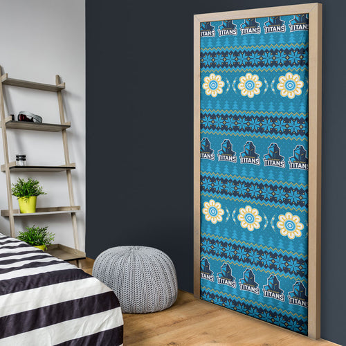 Titans Rugby Christmas Door Cover Aboriginal Seamless Cardigan Inspired