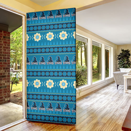 Titans Rugby Christmas Door Cover Aboriginal Seamless Cardigan Inspired