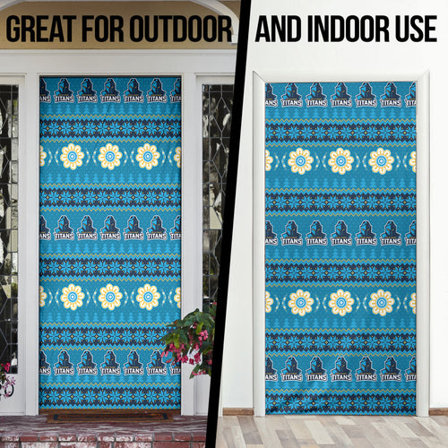 Titans Rugby Christmas Door Cover Aboriginal Seamless Cardigan Inspired