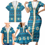 Titans Rugby Christmas Family Matching Short Sleeve Bodycon Dress and Hawaiian Shirt Aboriginal Seamless Cardigan Inspired