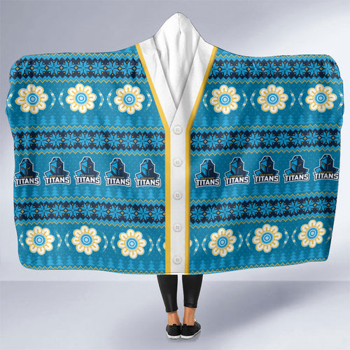 Titans Rugby Christmas Hooded Blanket Aboriginal Seamless Cardigan Inspired