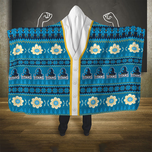 Titans Rugby Christmas Hooded Blanket Aboriginal Seamless Cardigan Inspired