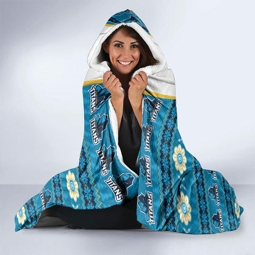 Titans Rugby Christmas Hooded Blanket Aboriginal Seamless Cardigan Inspired