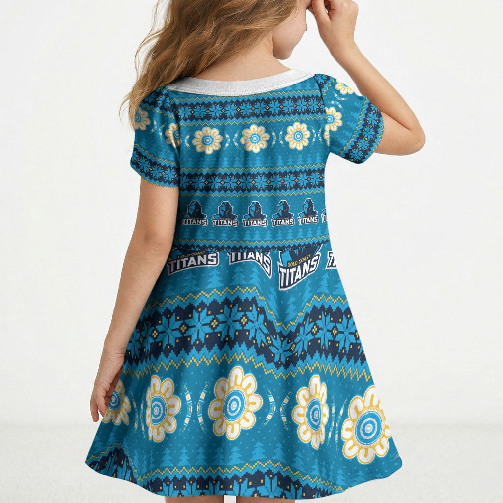 Titans Rugby Christmas Kid Short Sleeve Dress Aboriginal Seamless Cardigan Inspired