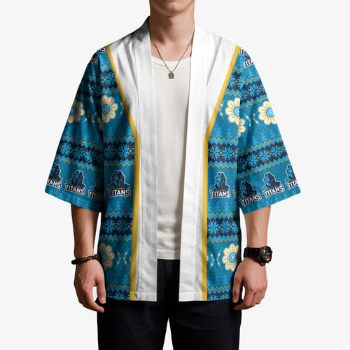 Titans Rugby Christmas Kimono Aboriginal Seamless Cardigan Inspired