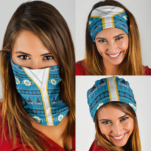 Titans Rugby Christmas Neck Gaiter Aboriginal Seamless Cardigan Inspired