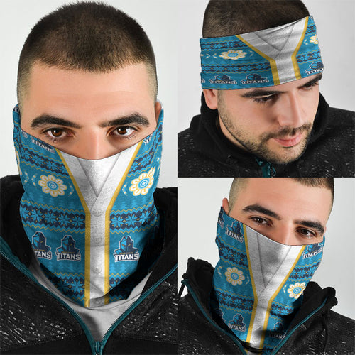 Titans Rugby Christmas Neck Gaiter Aboriginal Seamless Cardigan Inspired