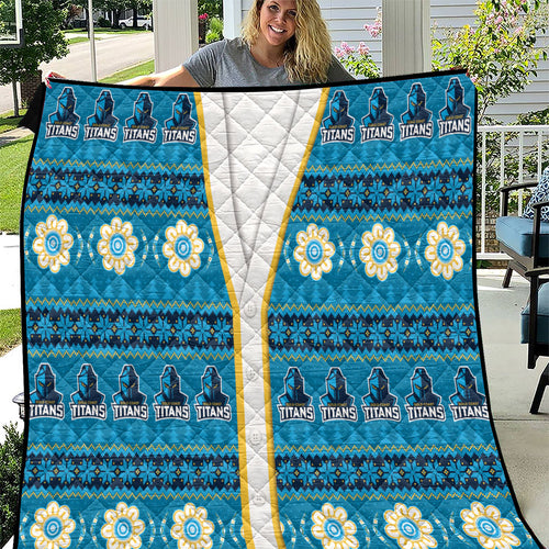 Titans Rugby Christmas Quilt Aboriginal Seamless Cardigan Inspired