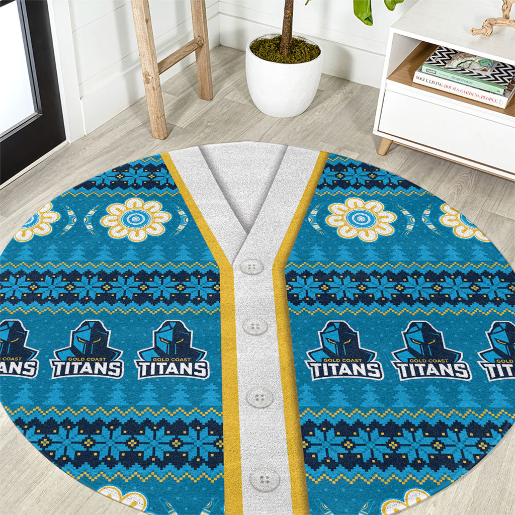 Titans Rugby Christmas Round Carpet Aboriginal Seamless Cardigan Inspired