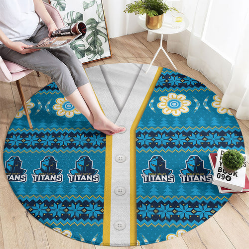 Titans Rugby Christmas Round Carpet Aboriginal Seamless Cardigan Inspired