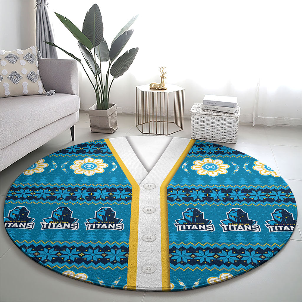 Titans Rugby Christmas Round Carpet Aboriginal Seamless Cardigan Inspired