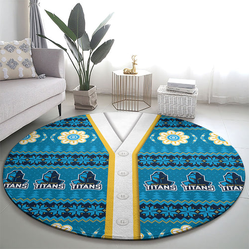 Titans Rugby Christmas Round Carpet Aboriginal Seamless Cardigan Inspired
