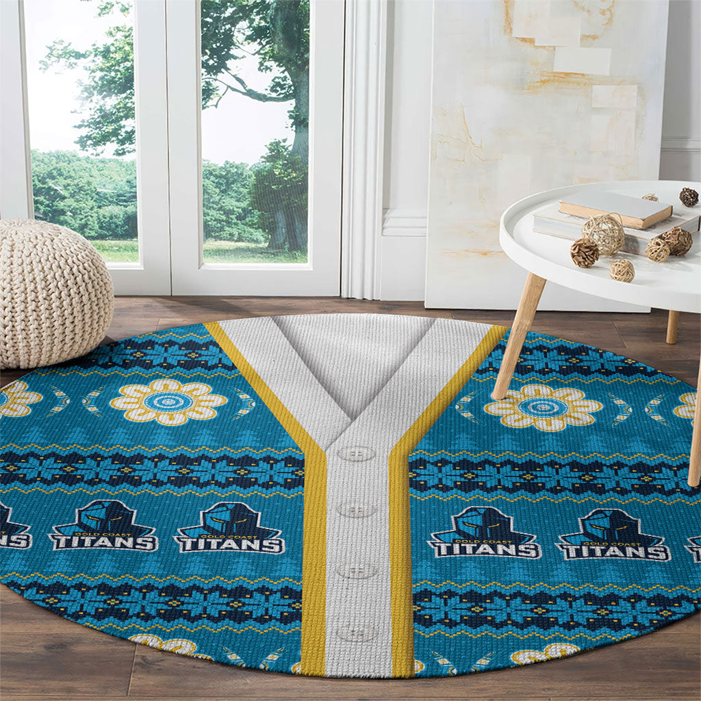 Titans Rugby Christmas Round Carpet Aboriginal Seamless Cardigan Inspired