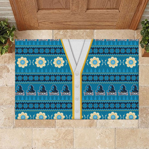 Titans Rugby Christmas Rubber Doormat Aboriginal Seamless Cardigan Inspired