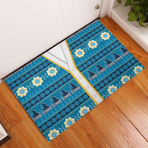 Titans Rugby Christmas Rubber Doormat Aboriginal Seamless Cardigan Inspired
