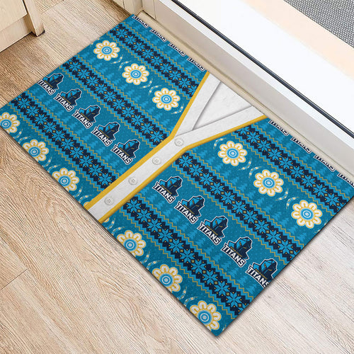 Titans Rugby Christmas Rubber Doormat Aboriginal Seamless Cardigan Inspired