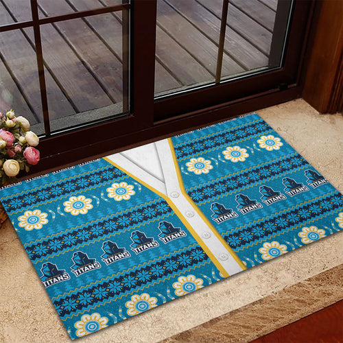 Titans Rugby Christmas Rubber Doormat Aboriginal Seamless Cardigan Inspired