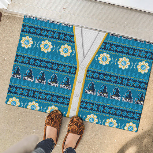 Titans Rugby Christmas Rubber Doormat Aboriginal Seamless Cardigan Inspired