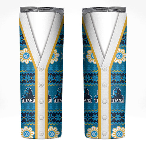 Titans Rugby Christmas Skinny Tumbler Aboriginal Seamless Cardigan Inspired