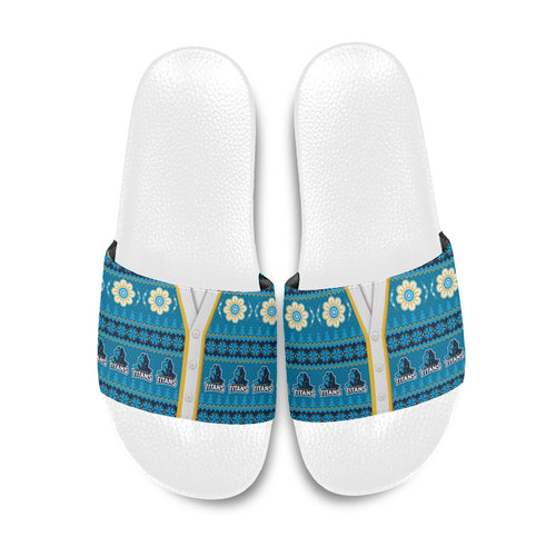 Titans Rugby Christmas Slide Sandals Aboriginal Seamless Cardigan Inspired