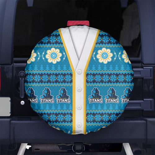 Titans Rugby Christmas Spare Tire Cover Aboriginal Seamless Cardigan Inspired