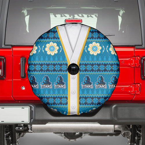 Titans Rugby Christmas Spare Tire Cover Aboriginal Seamless Cardigan Inspired