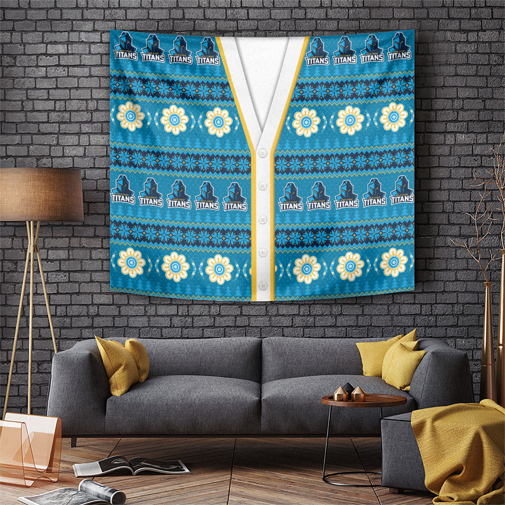 Titans Rugby Christmas Tapestry Aboriginal Seamless Cardigan Inspired