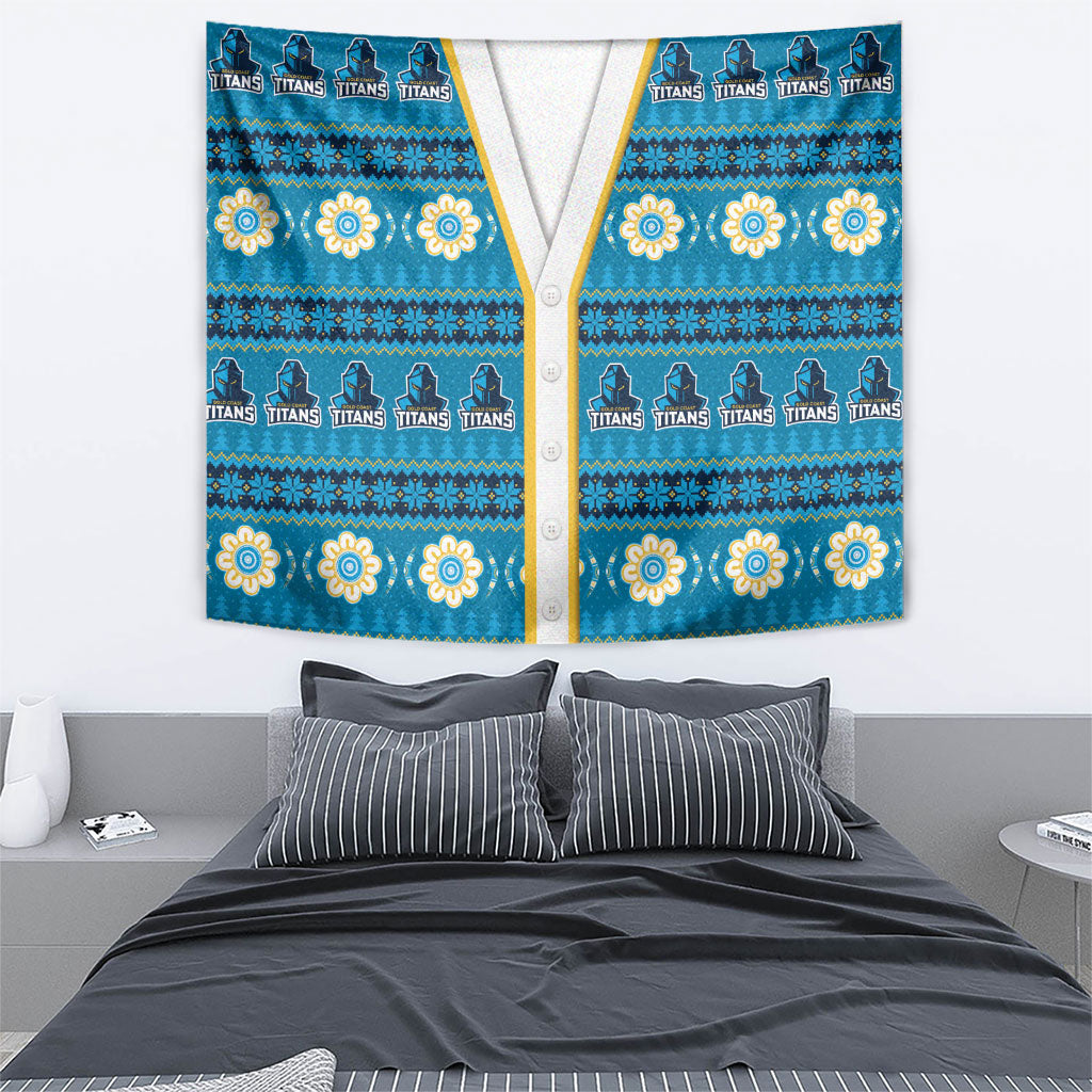 Titans Rugby Christmas Tapestry Aboriginal Seamless Cardigan Inspired
