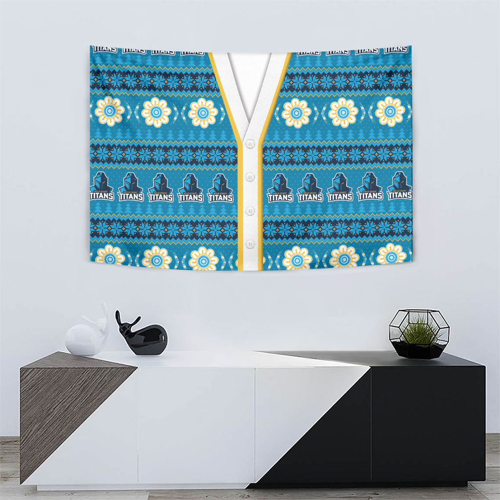 Titans Rugby Christmas Tapestry Aboriginal Seamless Cardigan Inspired