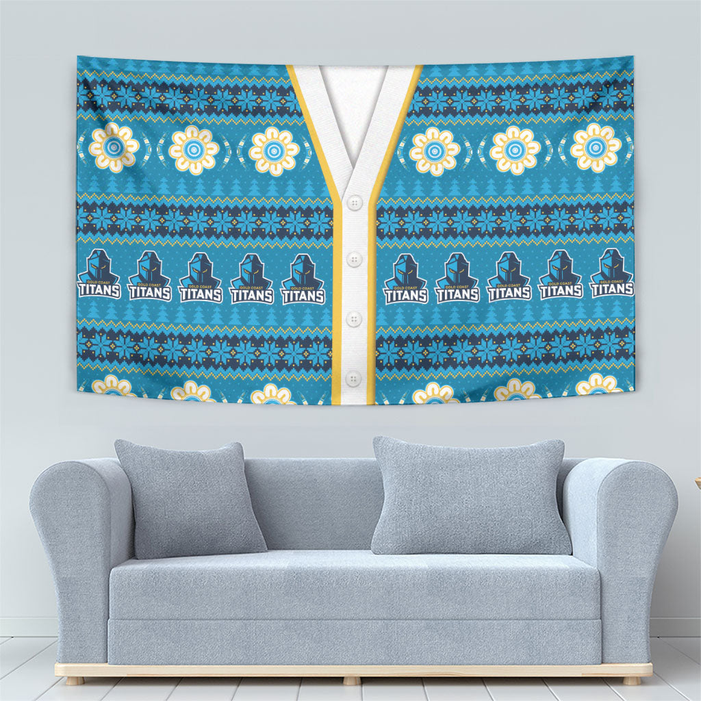 Titans Rugby Christmas Tapestry Aboriginal Seamless Cardigan Inspired