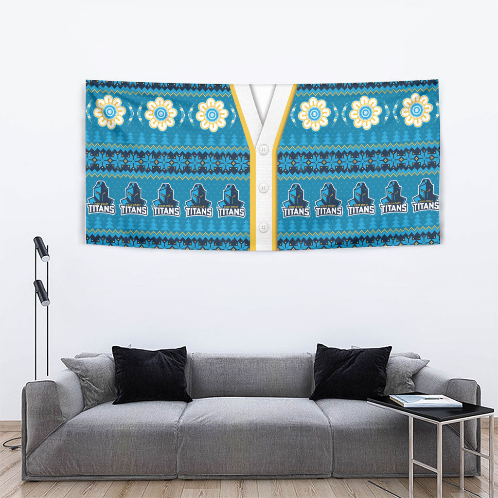 Titans Rugby Christmas Tapestry Aboriginal Seamless Cardigan Inspired