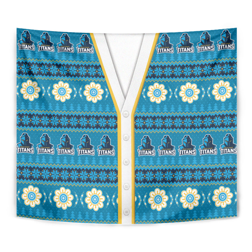 Titans Rugby Christmas Tapestry Aboriginal Seamless Cardigan Inspired