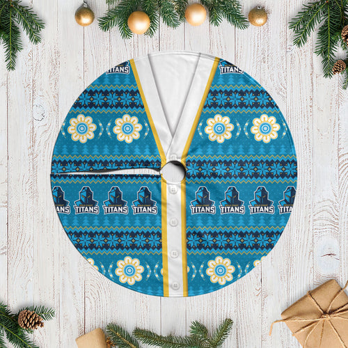 Titans Rugby Christmas Tree Skirt Aboriginal Seamless Cardigan Inspired