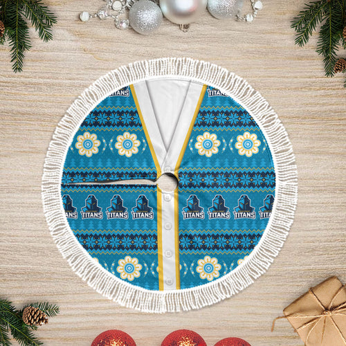 Titans Rugby Christmas Tree Skirt Aboriginal Seamless Cardigan Inspired