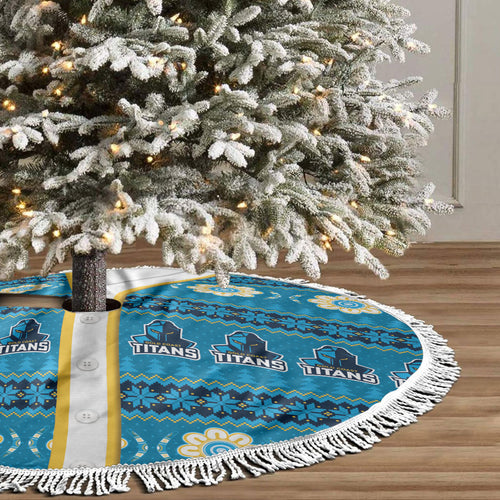 Titans Rugby Christmas Tree Skirt Aboriginal Seamless Cardigan Inspired