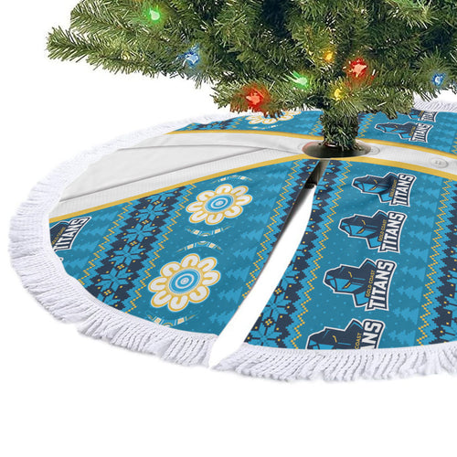 Titans Rugby Christmas Tree Skirt Aboriginal Seamless Cardigan Inspired