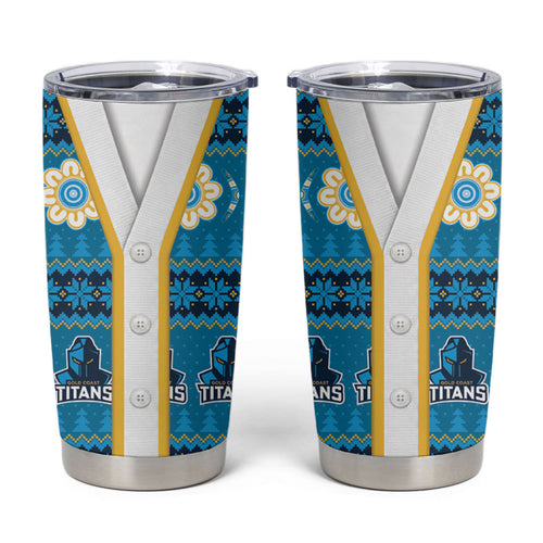 Titans Rugby Christmas Tumbler Cup Aboriginal Seamless Cardigan Inspired