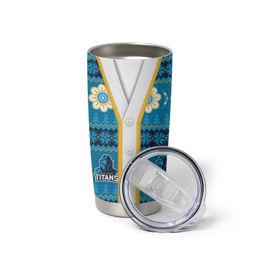 Titans Rugby Christmas Tumbler Cup Aboriginal Seamless Cardigan Inspired